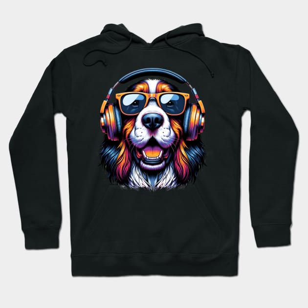 Grand Basset Griffon Vendeen Smiling DJ with Joyful Beats Hoodie by ArtRUs